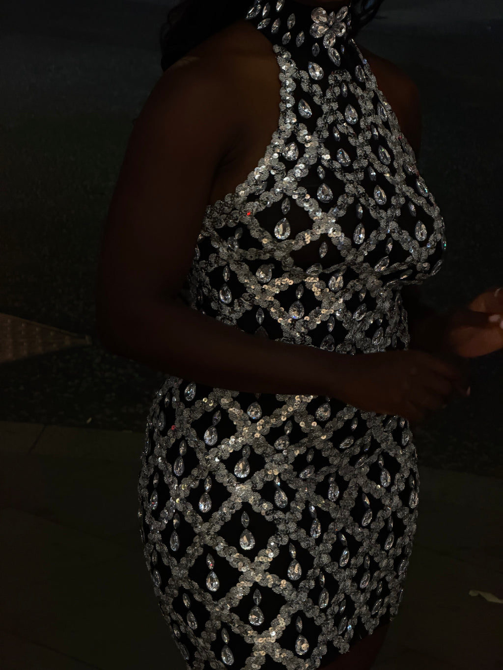 Crystal Lattice Mini Dress
