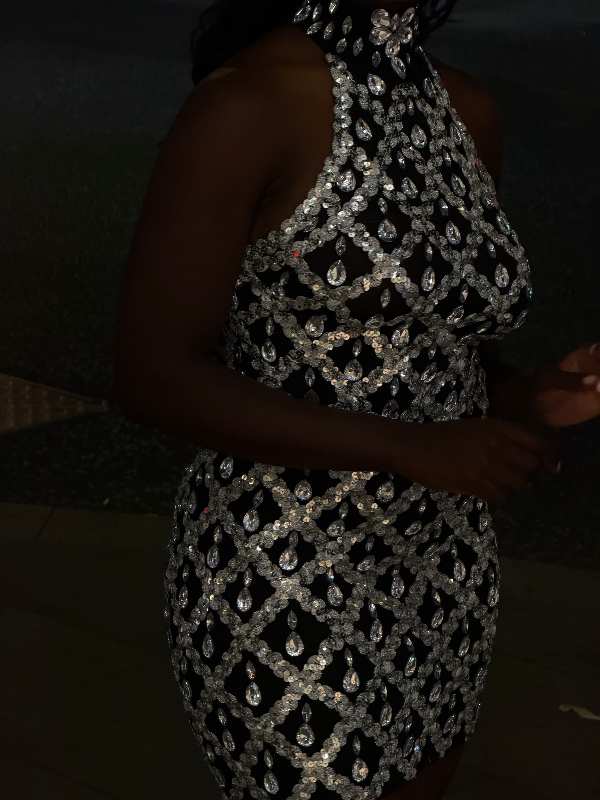 Crystal Lattice Mini Dress