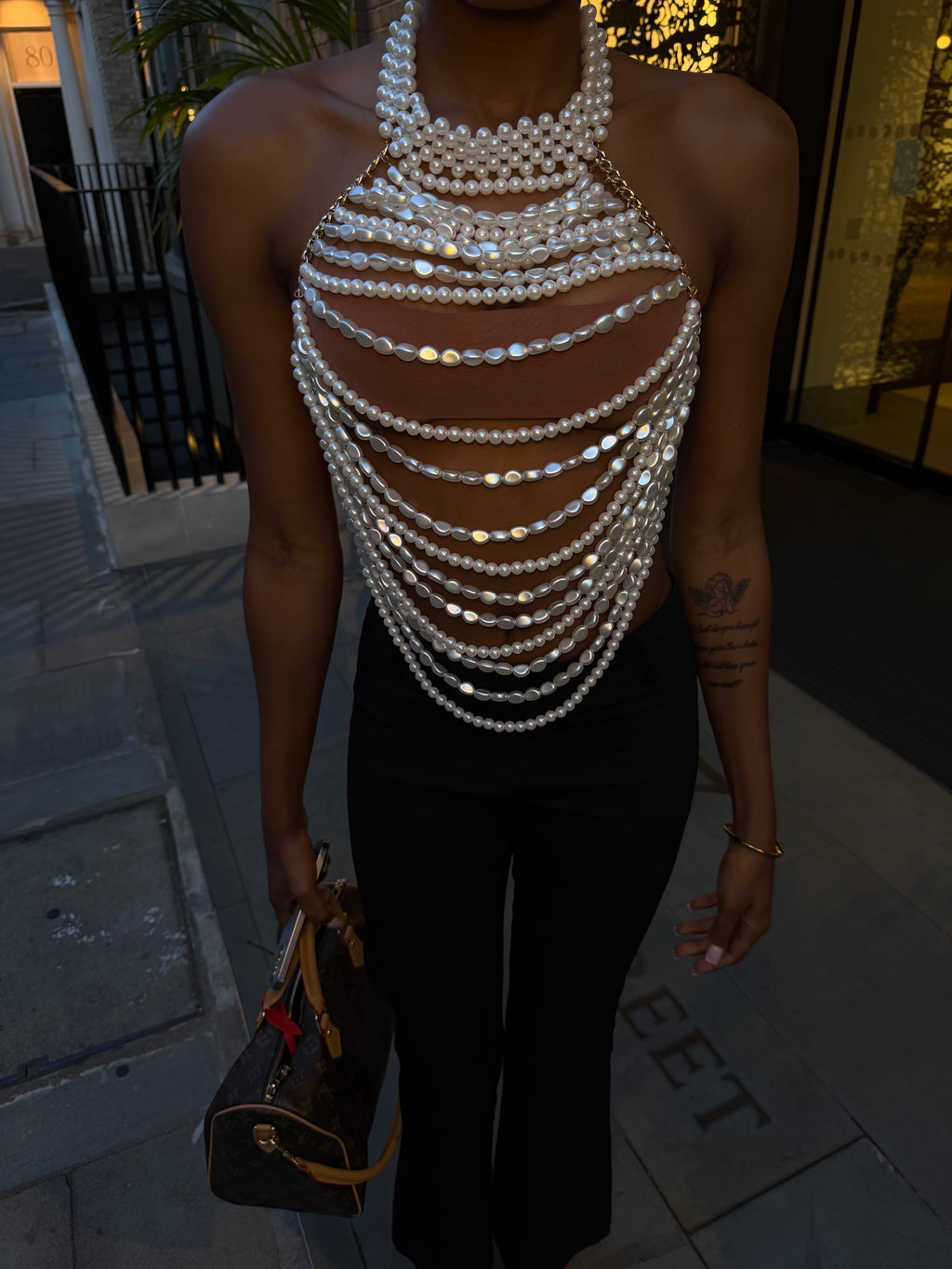 Lara Pearl Halter Neck Chain Top