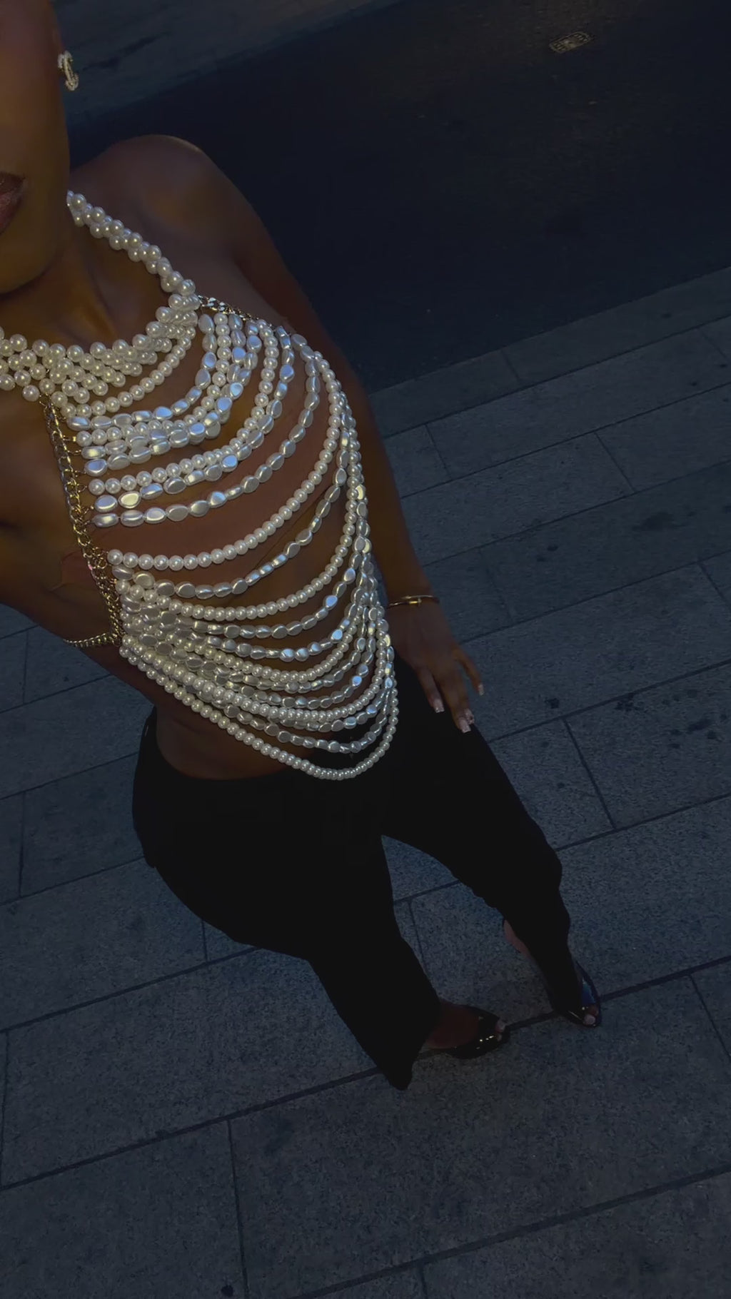 Lara Pearl Halter Neck Chain Top